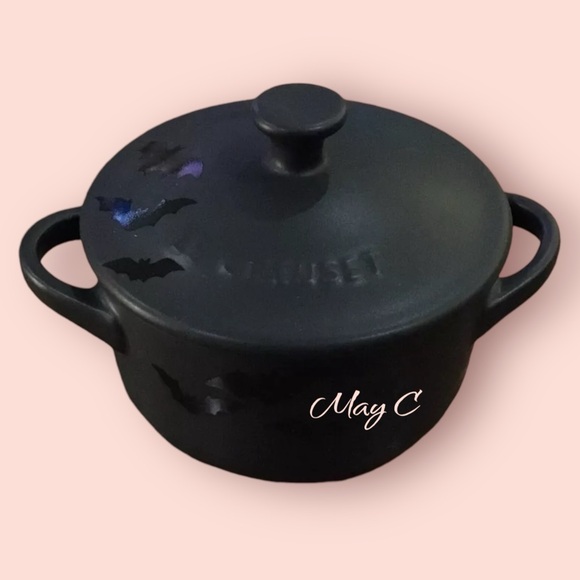 Le Creuset Stoneware Cocotte with Bat Design (Matte Black)